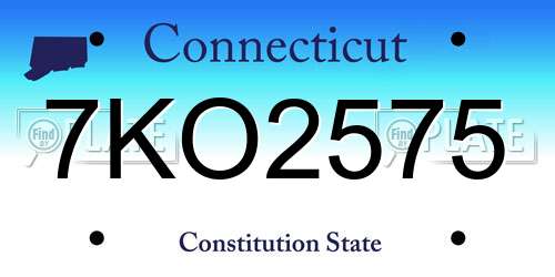 7KO2575 Connecticut License Plate
