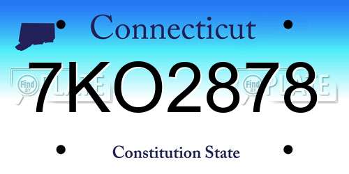 7KO2878 Connecticut License Plate