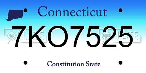 7KO7525 Connecticut License Plate