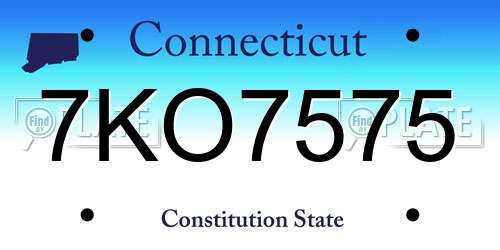 7KO7575 Connecticut License Plate