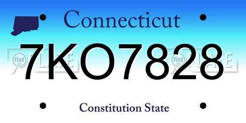 7KO7828 Connecticut License Plate