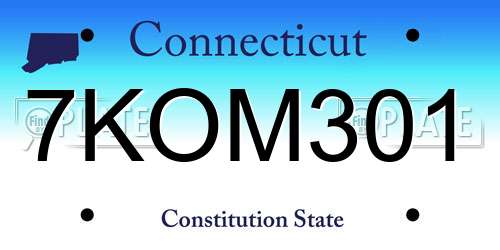 7KOM301 Connecticut License Plate