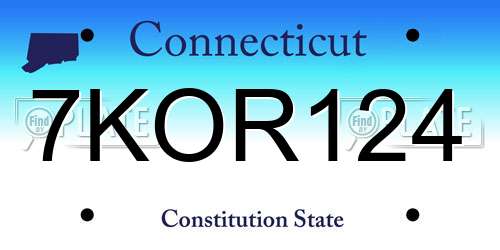 7KOR124 Connecticut License Plate