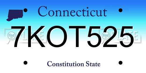 7KOT525 Connecticut License Plate