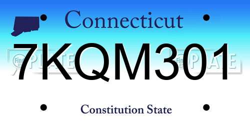 7KQM301 Connecticut License Plate