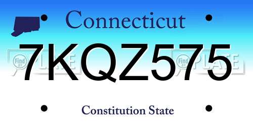 7KQZ575 Connecticut License Plate