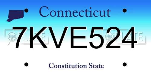 7KVE524 Connecticut License Plate