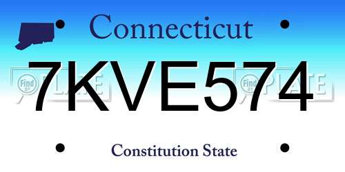 7KVE574 Connecticut License Plate