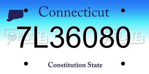 7L36080 Connecticut License Plate