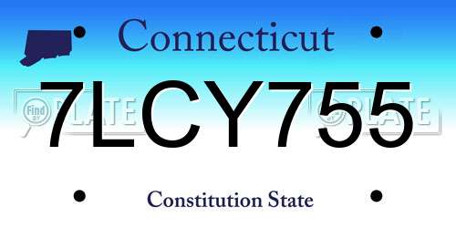 7LCY755 Connecticut License Plate
