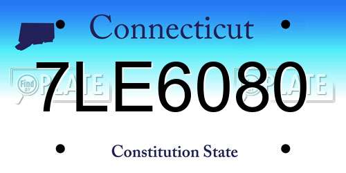 7LE6080 Connecticut License Plate