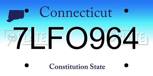 7LFO964 Connecticut License Plate