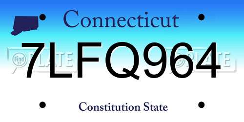 7LFQ964 Connecticut License Plate