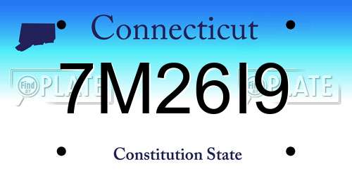 7M26I9 Connecticut License Plate