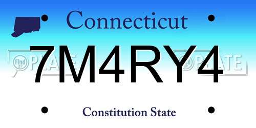 7M4RY4 Connecticut License Plate