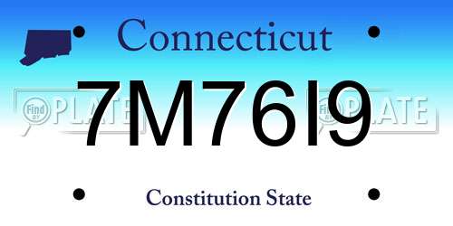 7M76I9 Connecticut License Plate