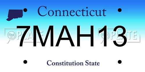7MAH13 Connecticut License Plate