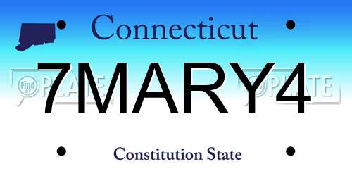 7MARY4 Connecticut License Plate