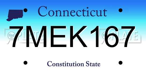 7MEK167 Connecticut License Plate