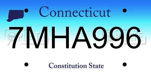 7MHA996 Connecticut License Plate