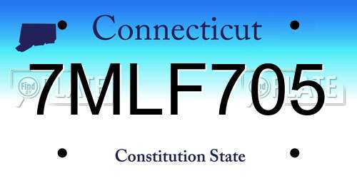 7MLF705 Connecticut License Plate