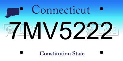 7MV5222 Connecticut License Plate