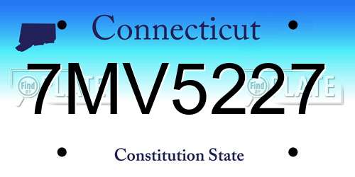 7MV5227 Connecticut License Plate
