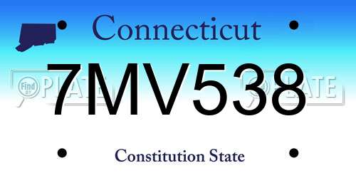 7MV538 Connecticut License Plate