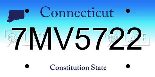 7MV5722 Connecticut License Plate