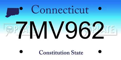 7MV962 Connecticut License Plate