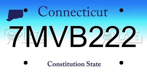 7MVB222 Connecticut License Plate