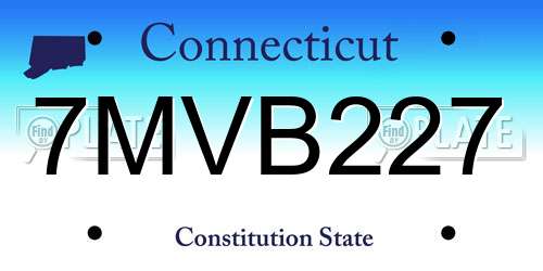 7MVB227 Connecticut License Plate
