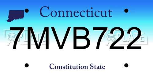7MVB722 Connecticut License Plate
