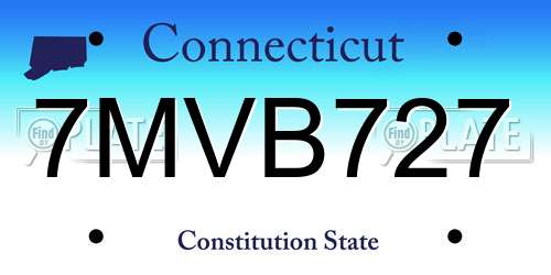 7MVB727 Connecticut License Plate