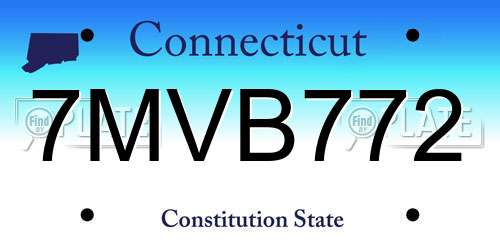 7MVB772 Connecticut License Plate