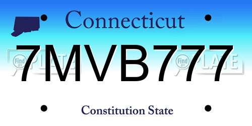 7MVB777 Connecticut License Plate
