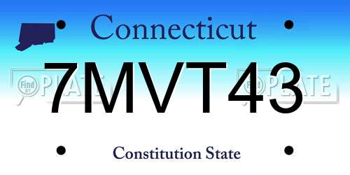 7MVT43 Connecticut License Plate