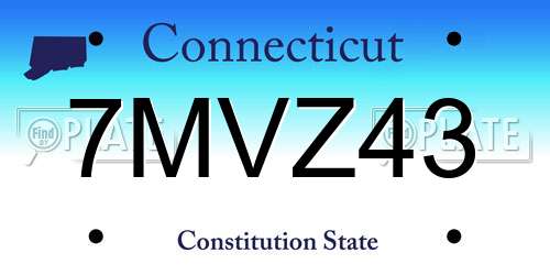 7MVZ43 Connecticut License Plate