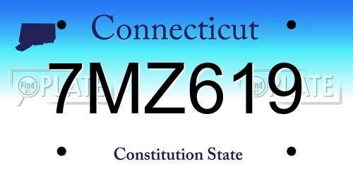 7MZ619 Connecticut License Plate