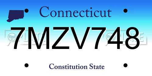 7MZV748 Connecticut License Plate