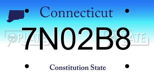 7N02B8 Connecticut License Plate