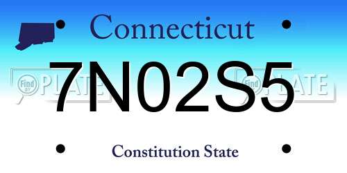 7N02S5 Connecticut License Plate