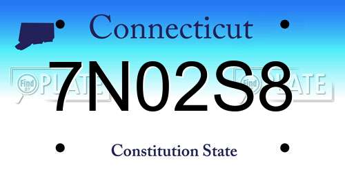 7N02S8 Connecticut License Plate