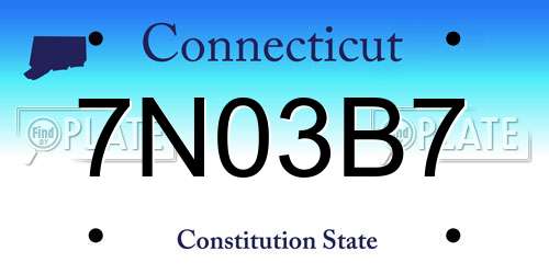 7N03B7 Connecticut License Plate