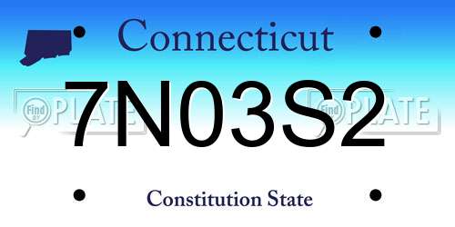 7N03S2 Connecticut License Plate