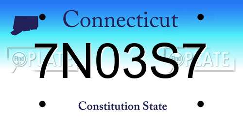 7N03S7 Connecticut License Plate