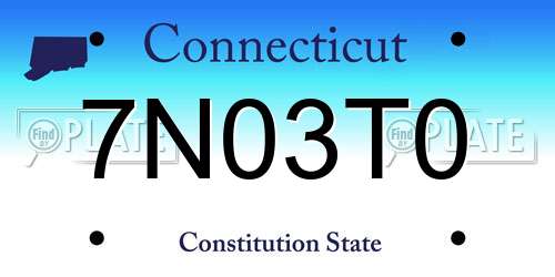 7N03T0 Connecticut License Plate