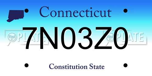 7N03Z0 Connecticut License Plate