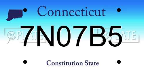 7N07B5 Connecticut License Plate