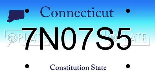 7N07S5 Connecticut License Plate